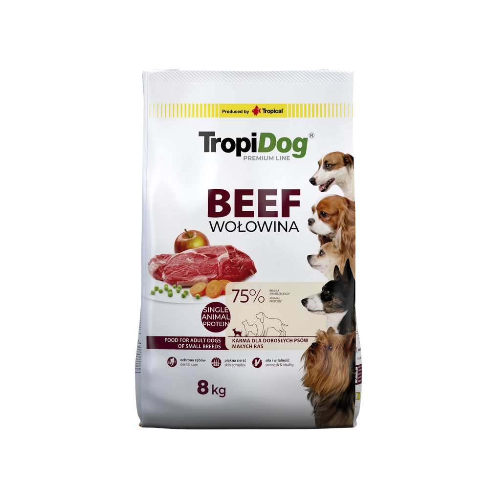 Tropidog Premium wołowina z ryżem adult małe rasy 8 kg