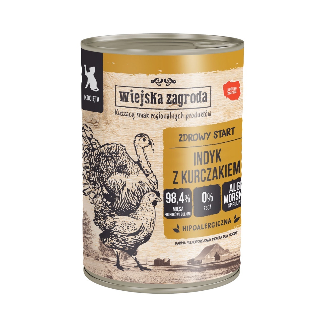 Wiejska Zagroda indyk, kurczak w bulionie kitten 400 g