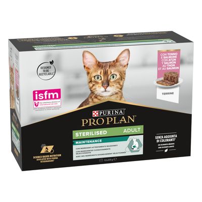 Purina Pro Plan Sterilised tuńczyk, łosoś pasztet adult 85 g × 12
