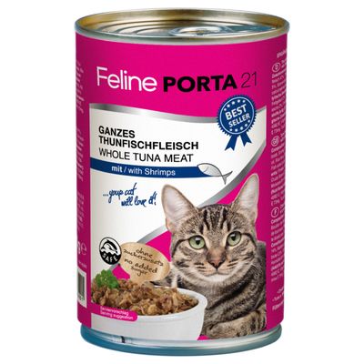 Porta 21 Feline Sensitive krewetki, tuńczyk w bulionie adult 400 g × 6