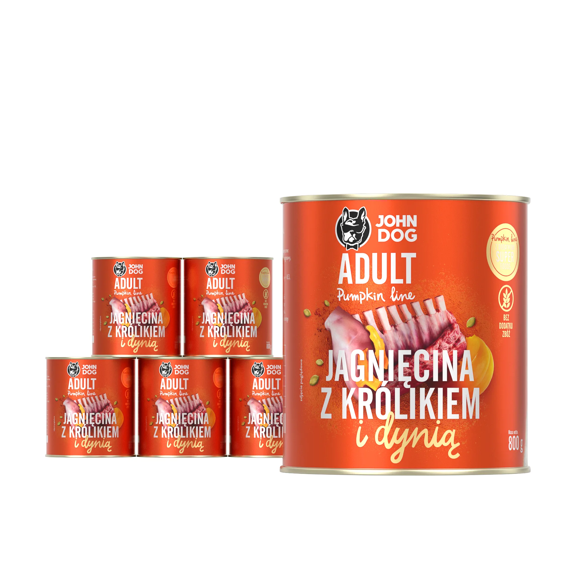 John Dog Pumpkin Line jagnięcina, królik adult 800 g × 6