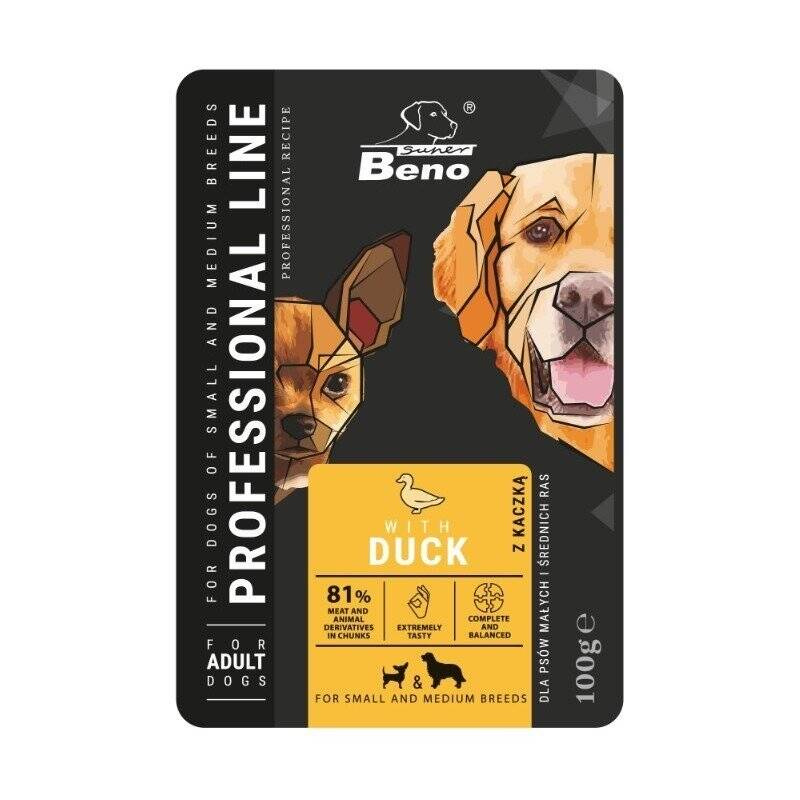 Super Beno Professional Line kaczka adult małe rasy, średnie rasy 100 g