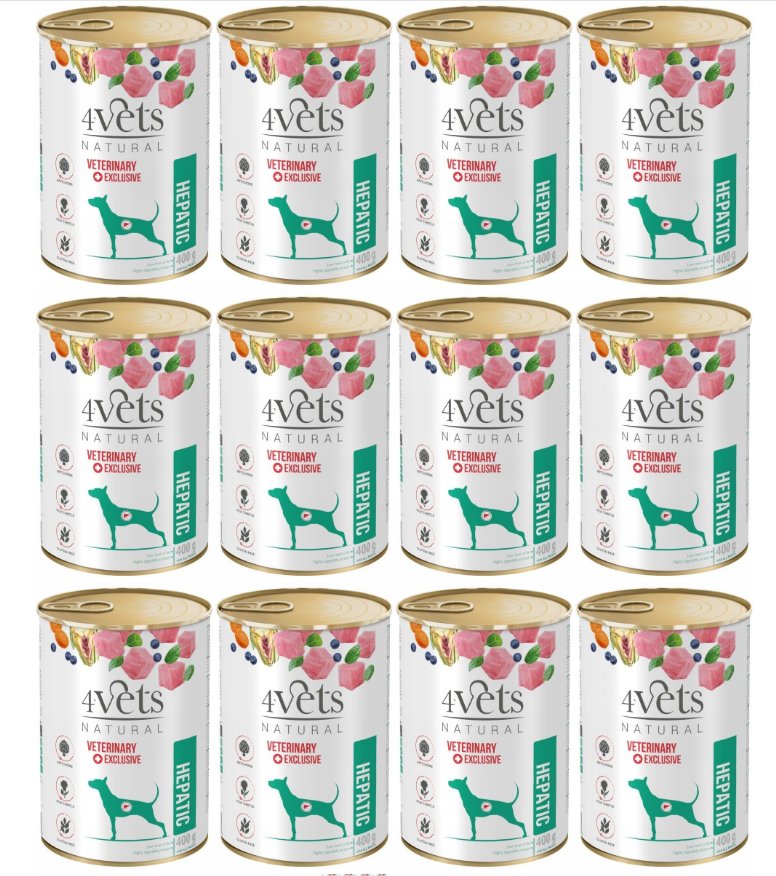 4Vets Natural Hepatic adult 400 g × 12