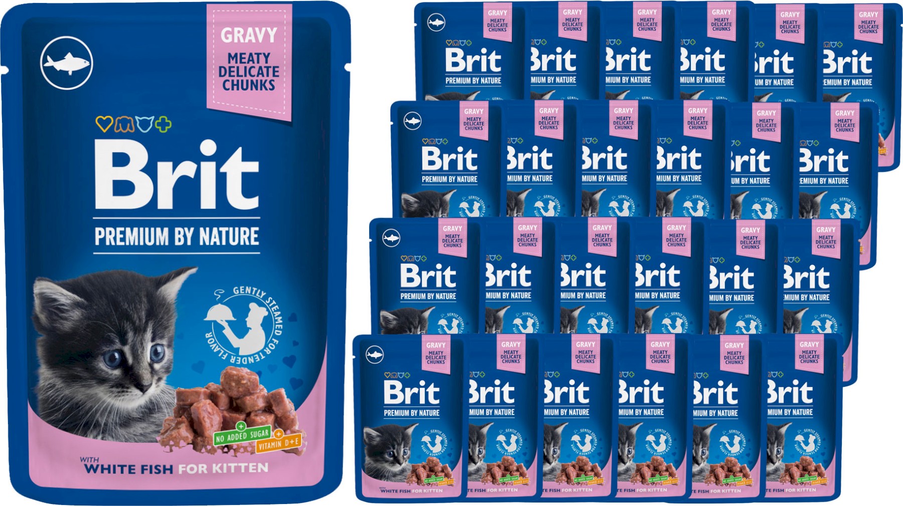 Brit Premium by Nature ryby w sosie kitten 100 g × 24