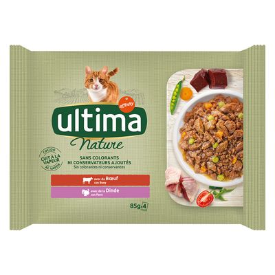 Ultima Nature indyk, wołowina w sosie adult 85 g × 4