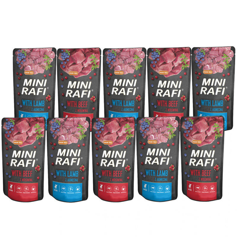 Rafi Mini jagnięcina, wołowina adult małe rasy 150 g × 10