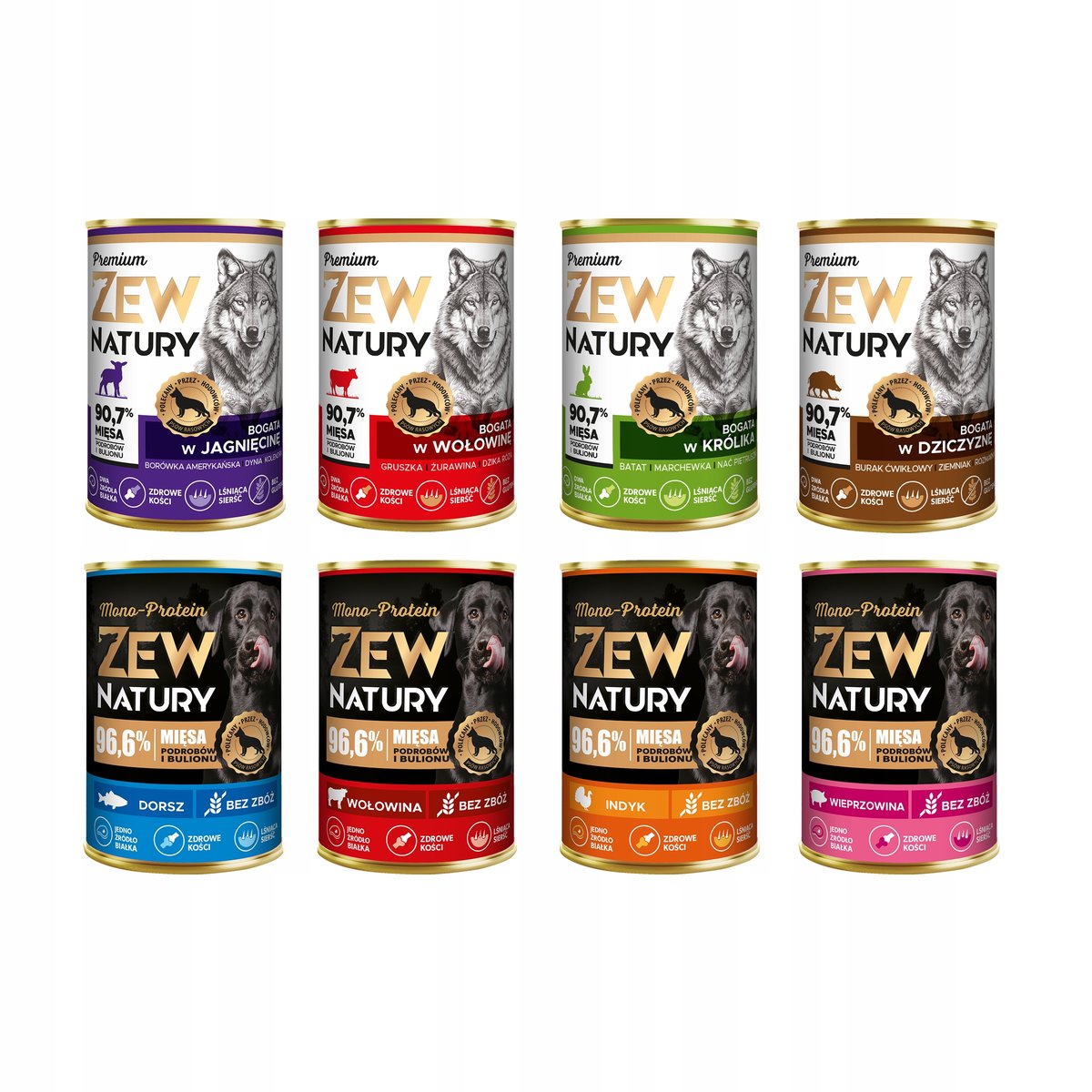 Zew Natury dorsz, dziczyzna, indyk, jagnięcina, królik, wieprzowina, wołowina 400 g × 10