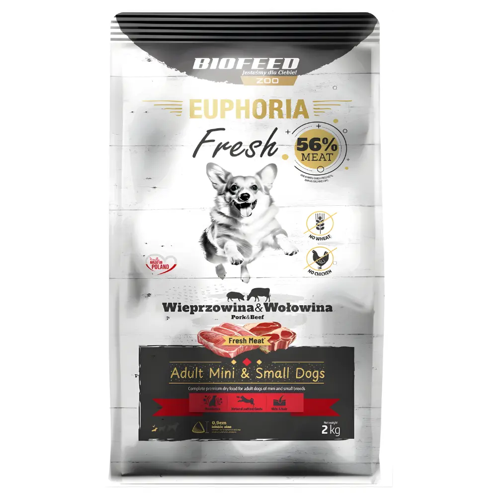 BioFeed Euphoria Fresh Meat wieprzowina, wołowina adult małe rasy 2 kg