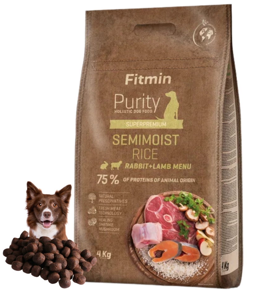 Fitmin Purity Rice Semimoist jagnięcina, królik adult 4 kg