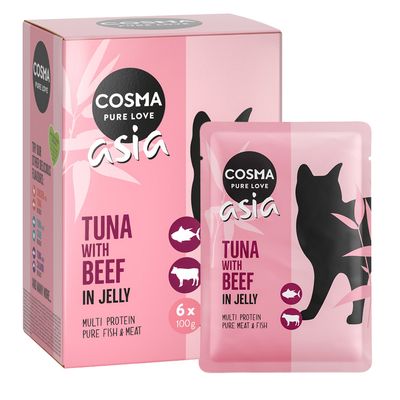 Cosma Asia Indoor tuńczyk, wołowina w galaretce 100 g × 6