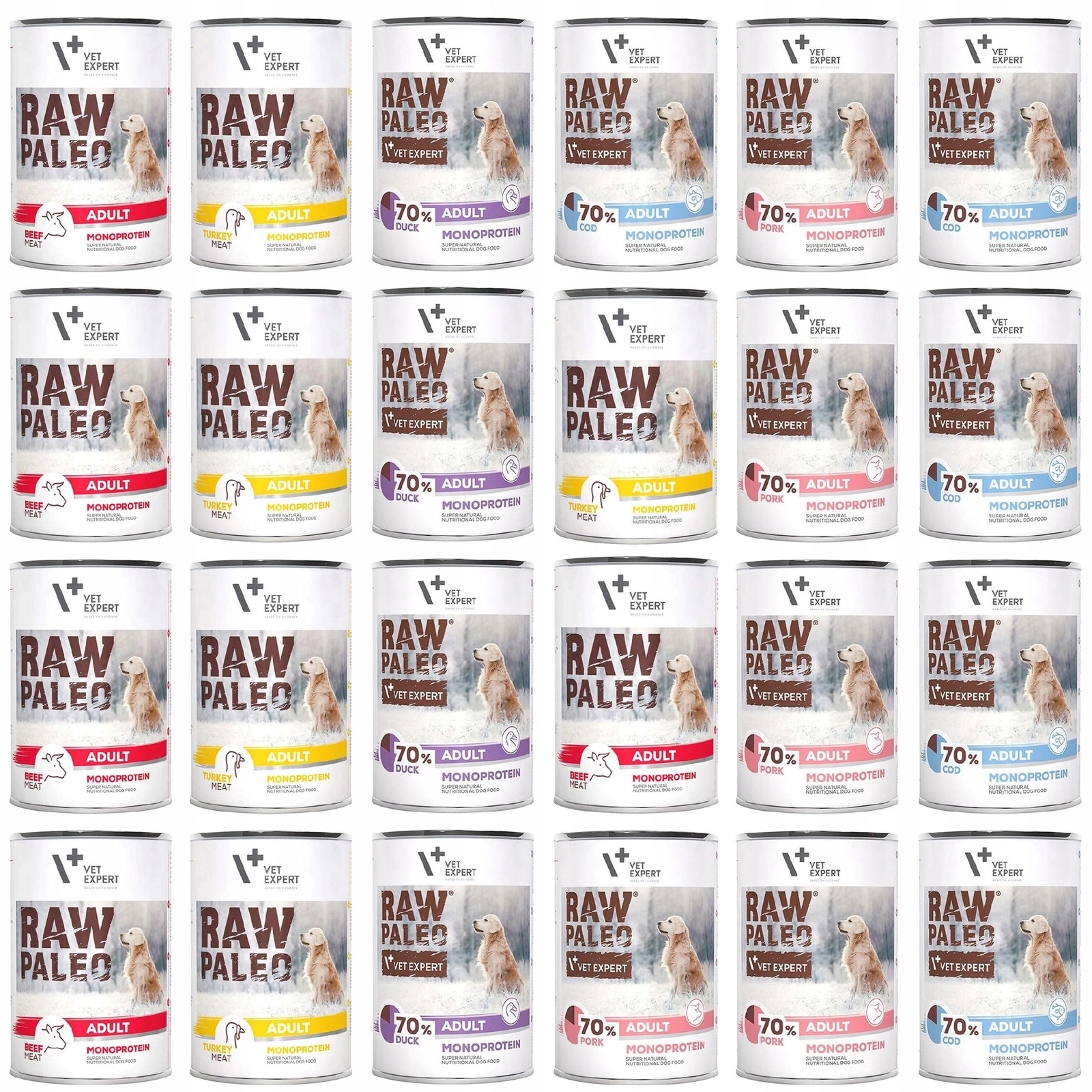 VetExpert Raw Paleo Mono mix smaków adult 400 g × 24