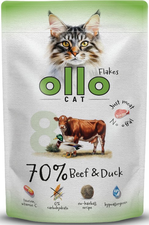 Ollo Cat Hairball wołowina, kaczka w bulionie 85 g