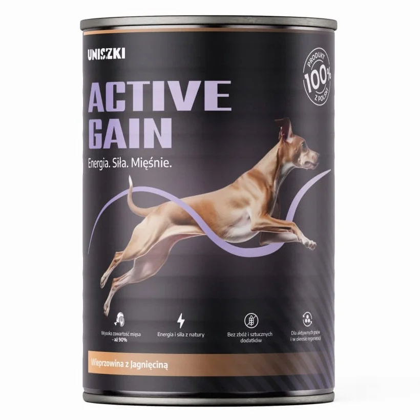 Uniszki Active Gain jagnięcina, wieprzowina adult 400 g