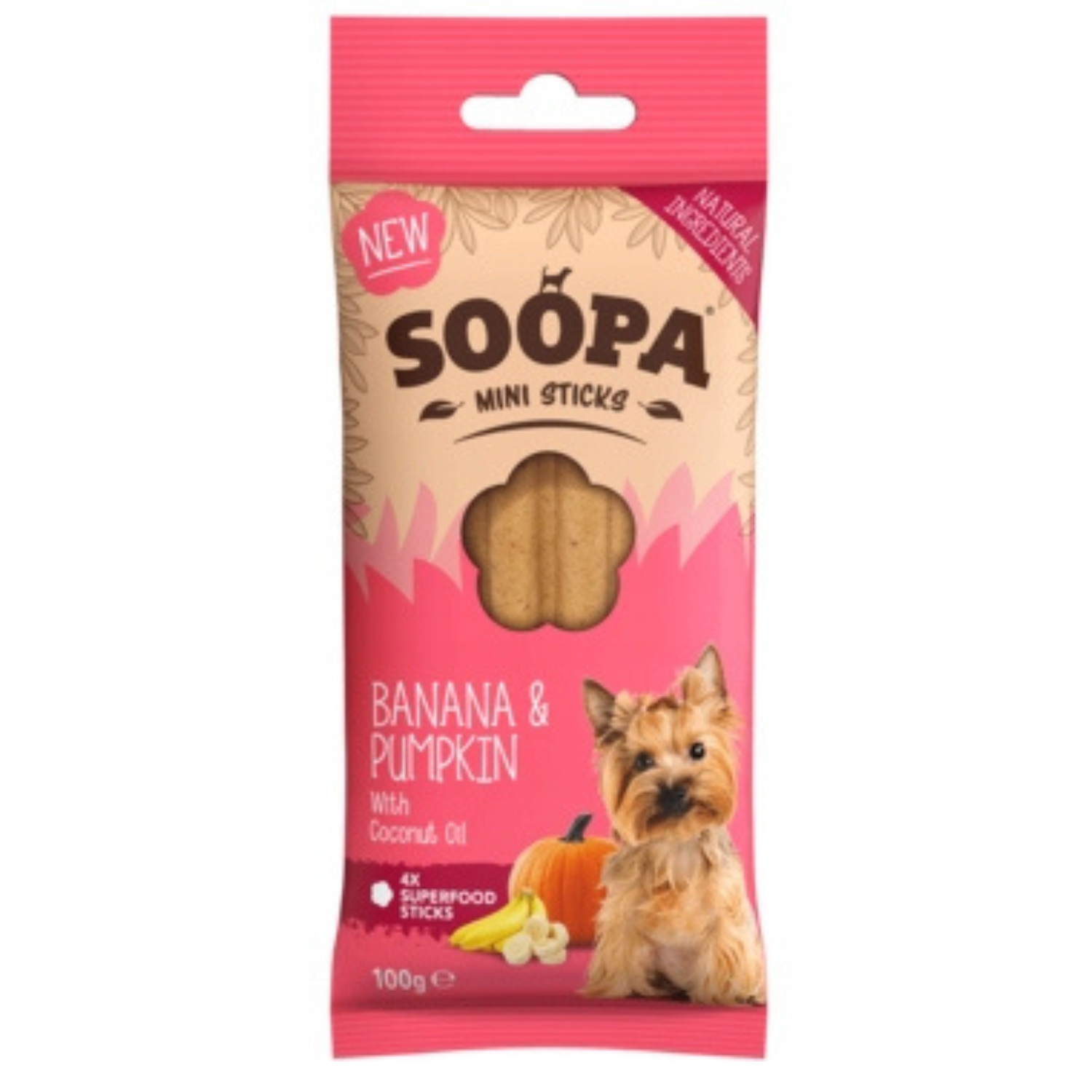 Soopa Dental Stick banan, dynia małe rasy 100 g