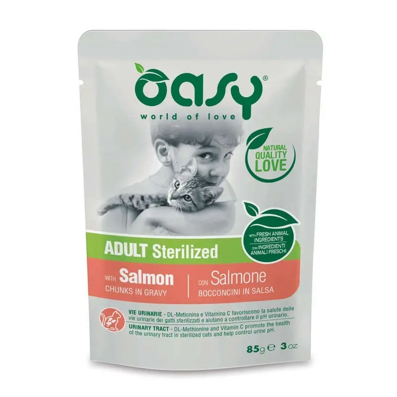 Oasy Lifestage Sterilised łosoś w bulionie adult 85 g