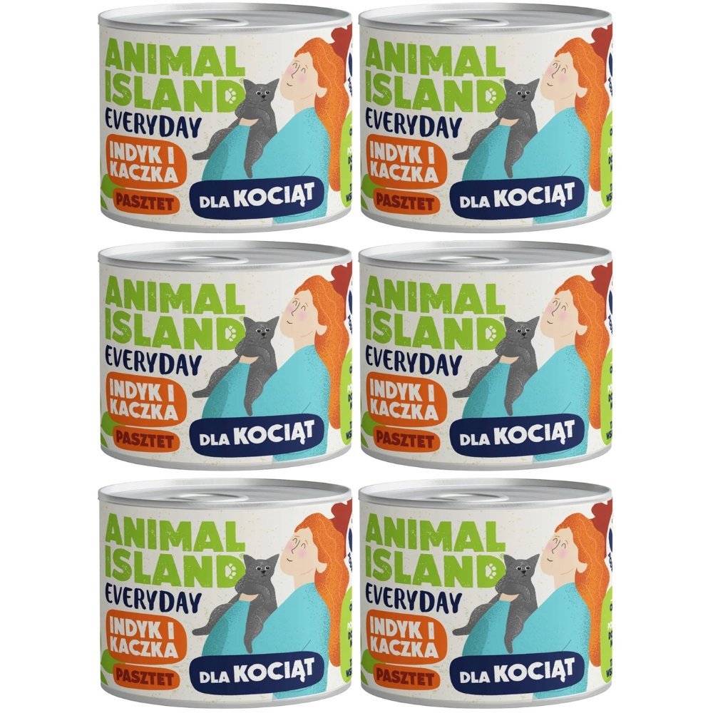 Animal Island Everyday indyk, kaczka pasztet kitten 185 g × 6