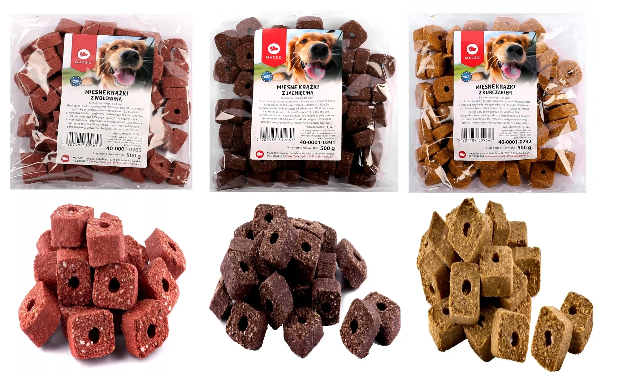 Maced Mięsne Krążki jagnięcina, kurczak, wołowina 500 g × 3