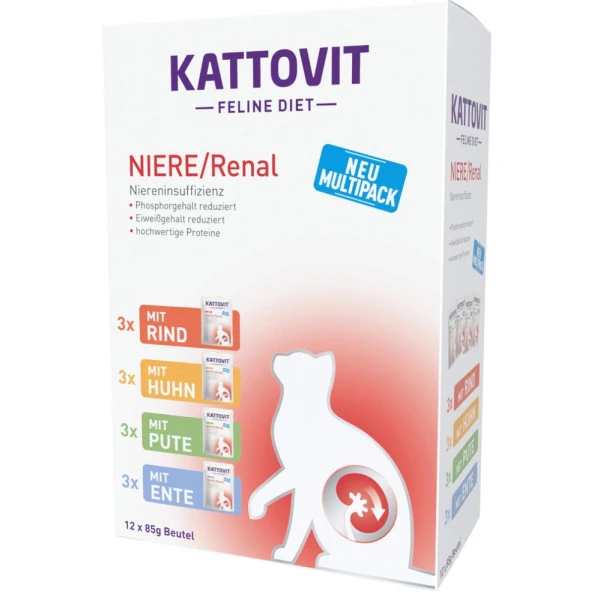 Kattovit Feline Diet Renal mix smaków adult 85 g × 12