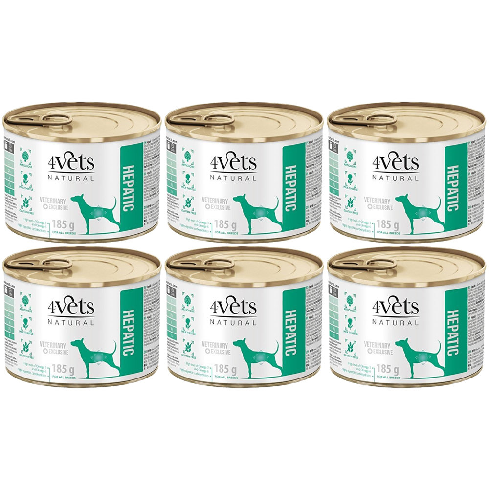 4Vets Natural Hepatic indyk, jaja 185 g × 6