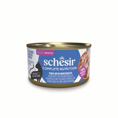 Schesir Complete Nutrition sardela, tuńczyk w bulionie adult 85 g × 24