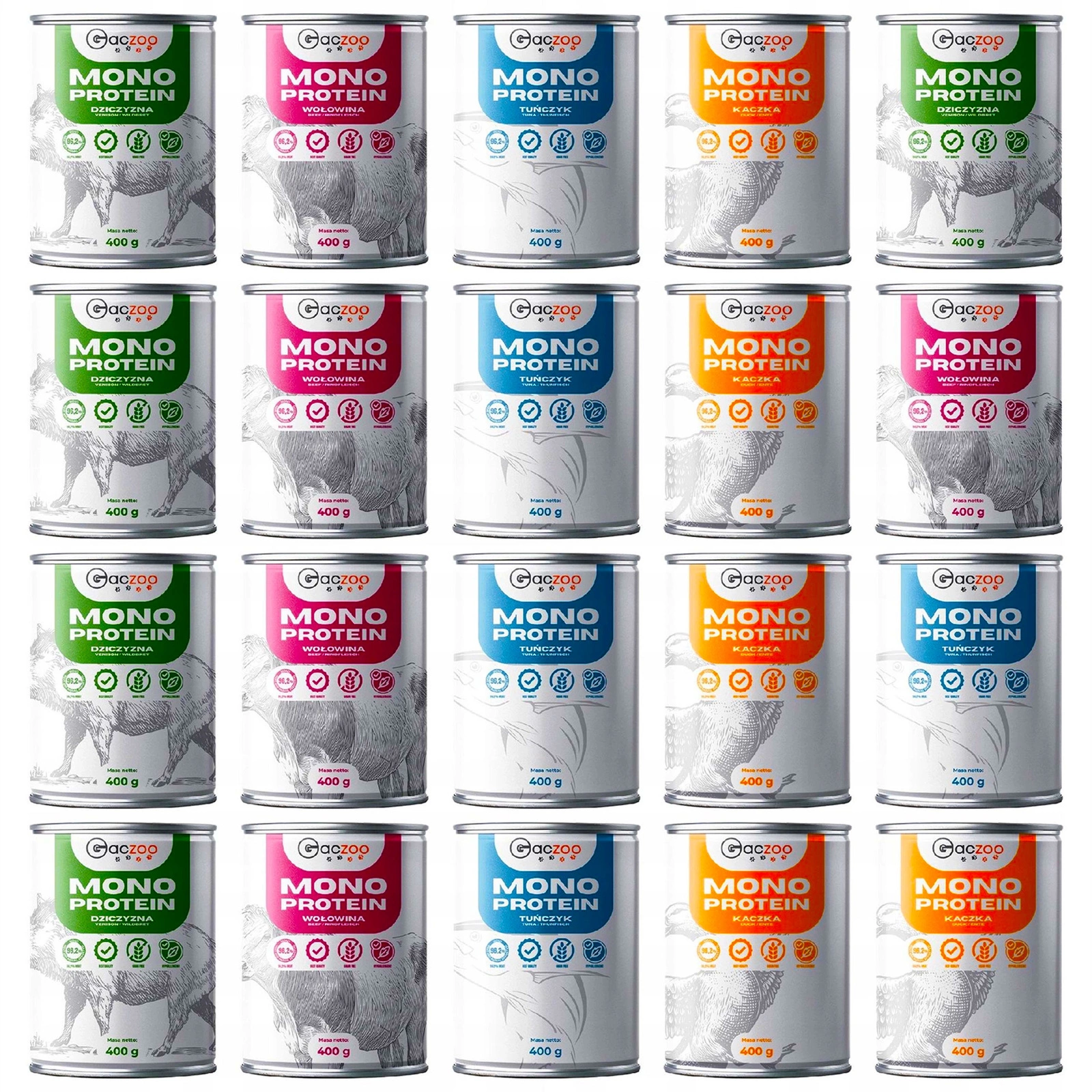 Gaczoo Mono Protein mix smaków adult 400 g × 20