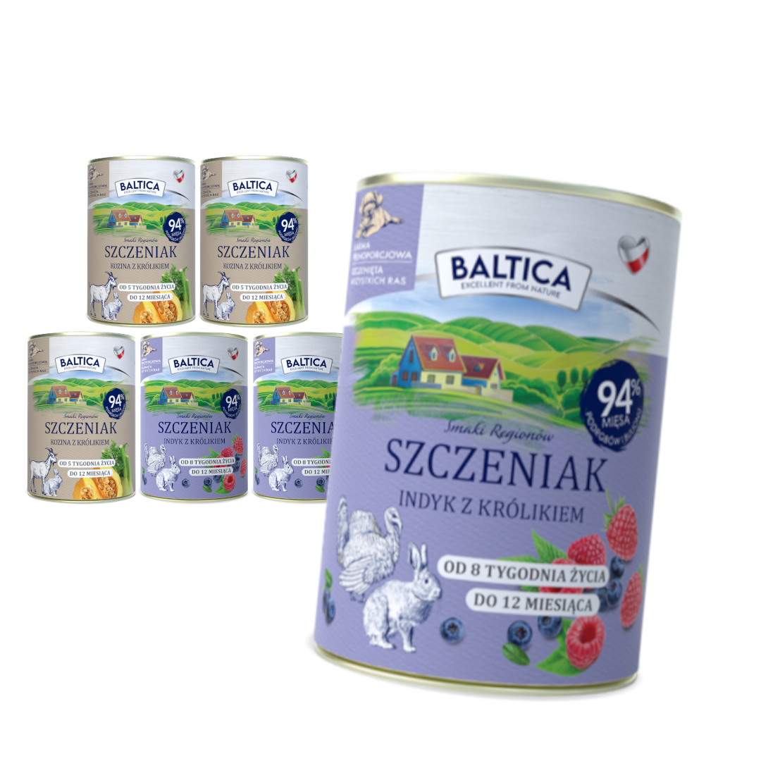 Baltica indyk, kozina, królik puppy 400 g × 6