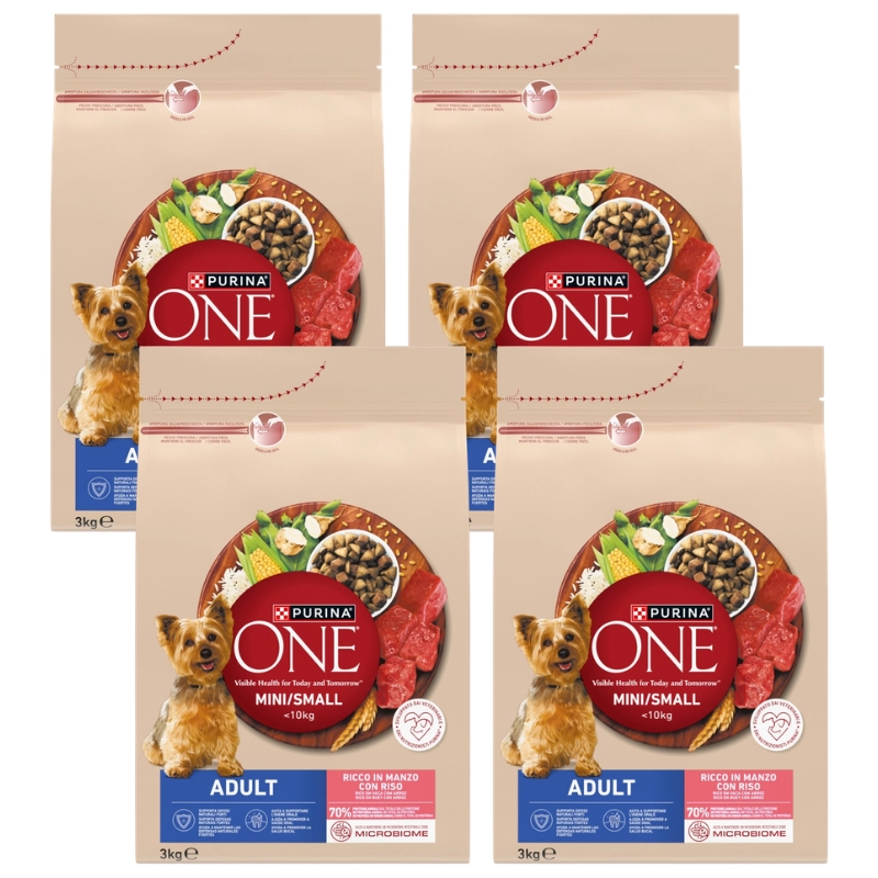 Purina ONE wołowina adult małe rasy 3 kg × 4