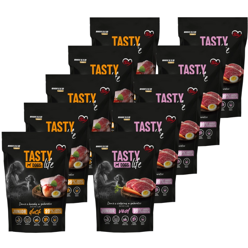 BioFeed Tasty Dogs Life mix smaków junior 150 g × 10
