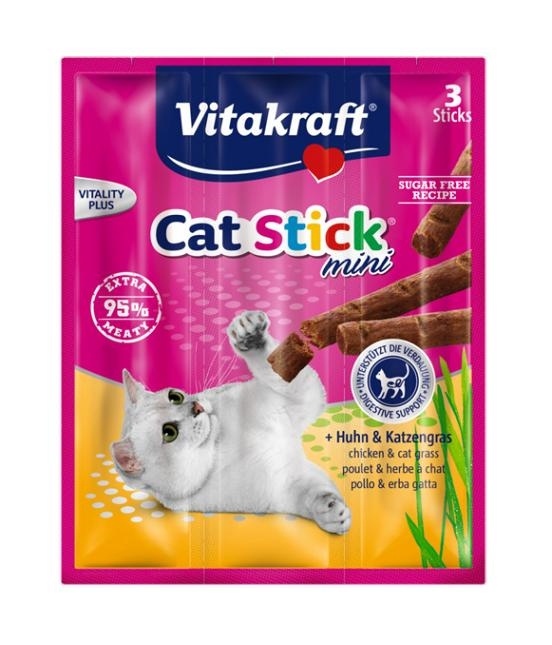 Vitakraft Cat Stick Mini kurczak z kocią trawą 18 g × 3