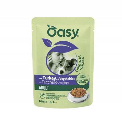 Oasy Strips In Gravy indyk, warzywa adult 100 g