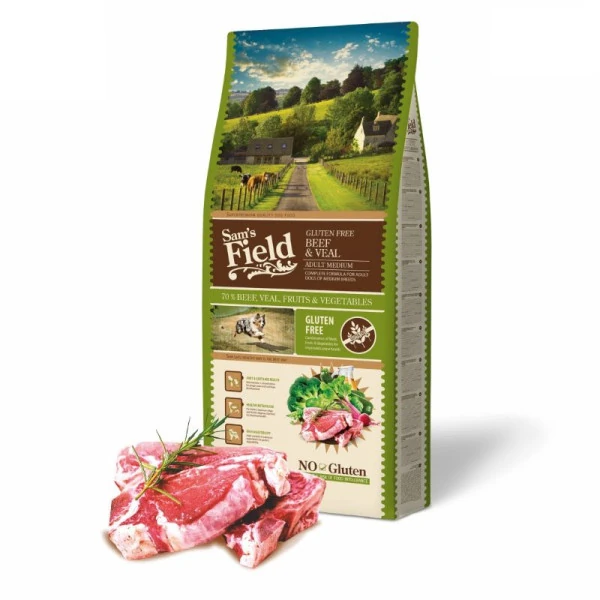 Sam's Field Gluten Free wołowina, cielęcina adult średnie rasy 13 kg