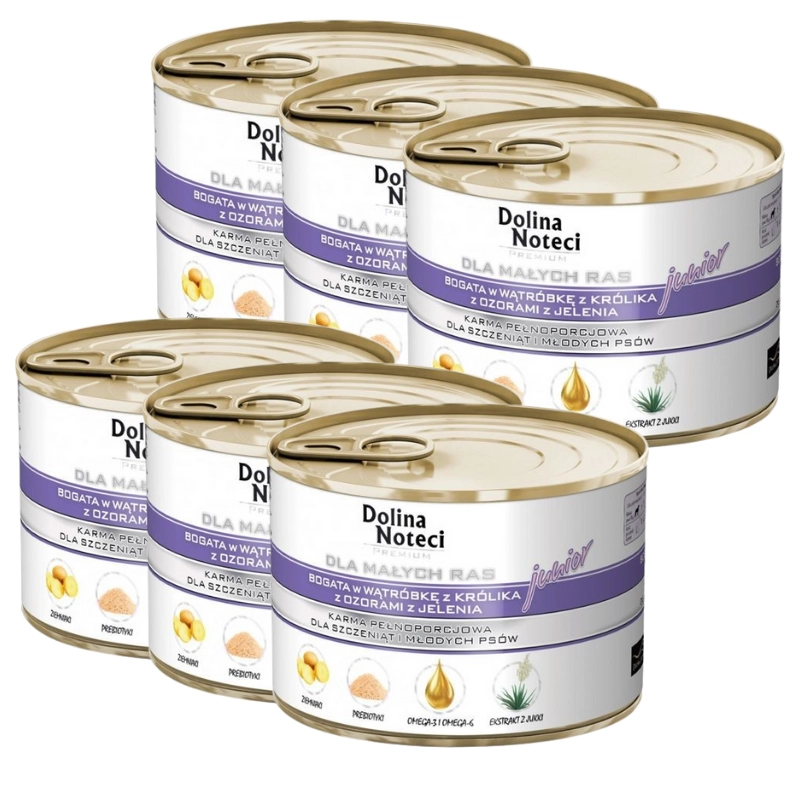 Dolina Noteci Junior jeleń, królik junior małe rasy 185 g × 6