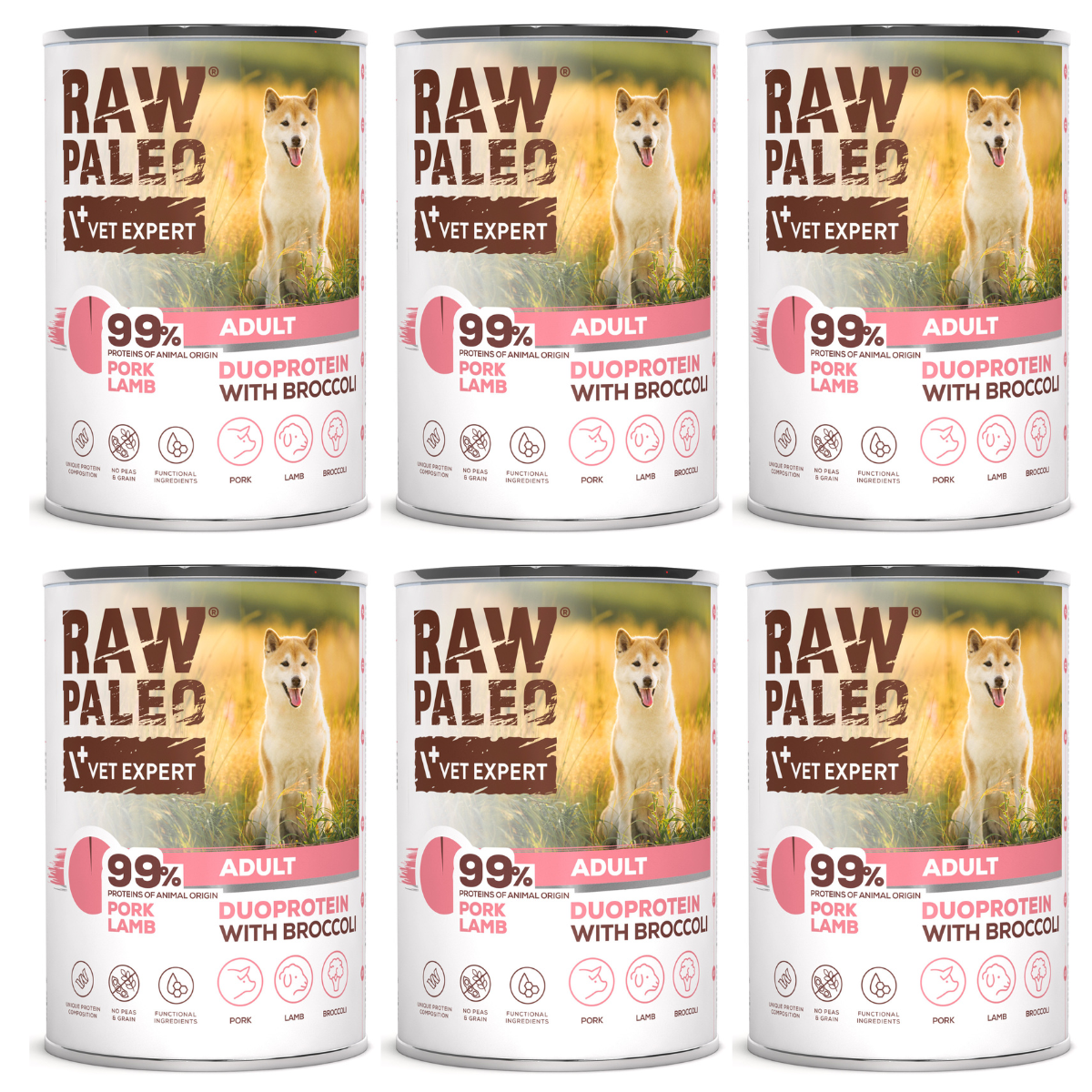 VetExpert Raw Paleo jagnięcina, wieprzowina adult 400 g × 6