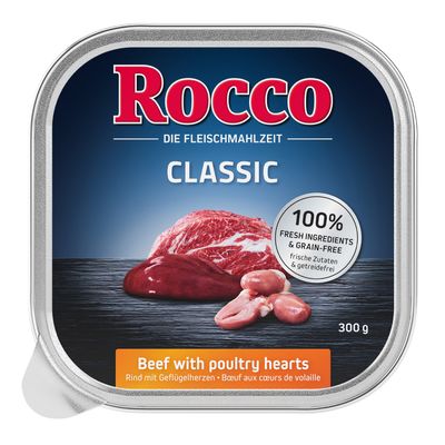 Rocco Classic wołowina z sercami drobiowymi adult 300 g × 9
