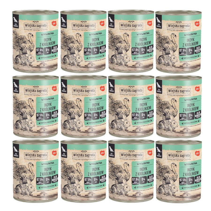 Wiejska Zagroda indyk, królik adult 800 g × 12