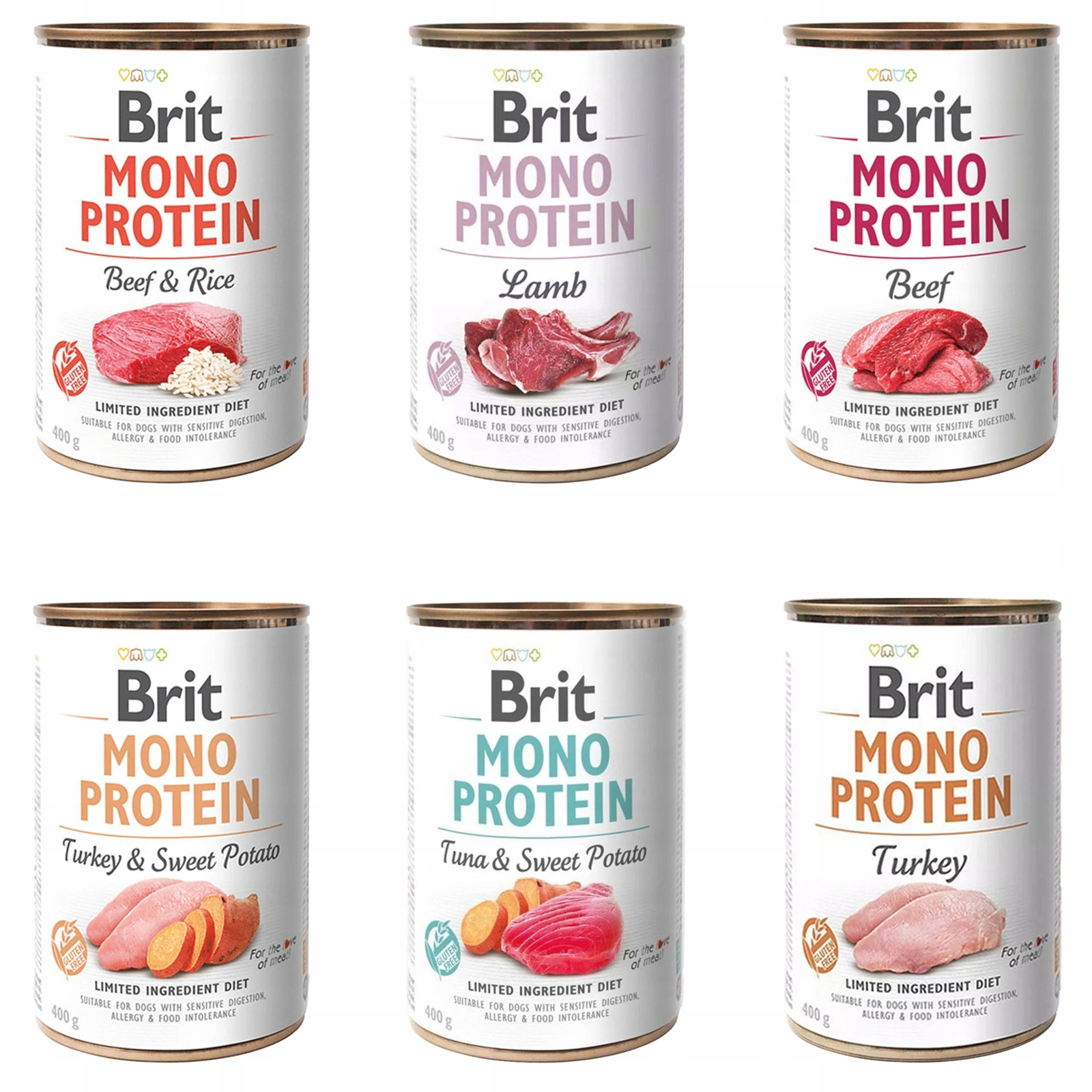 Brit Mono Protein jagnięcina, wołowina 400 g × 6