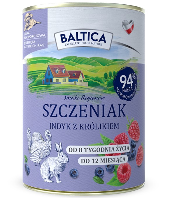 Baltica Smaki Regionów indyk, królik puppy 400 g