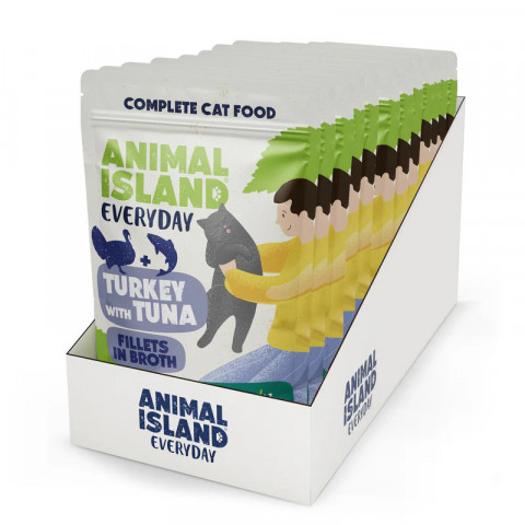 Animal Island Skin & Coat indyk, tuńczyk kawałki adult 85 g × 12