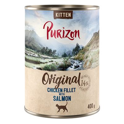 Purizon Original kurczak, łosoś w bulionie kitten 400 g × 12