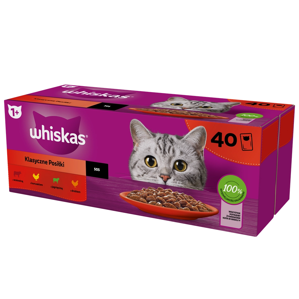 Whiskas Klasyczne Posiłki mix smaków w sosie adult 85 g × 40