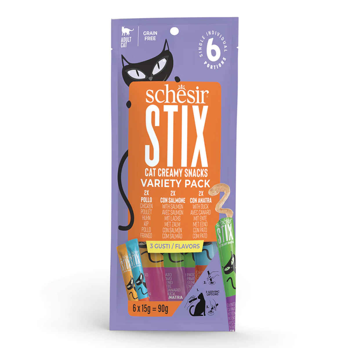 Schesir Stix mix smaków w kremie adult 15 g × 6