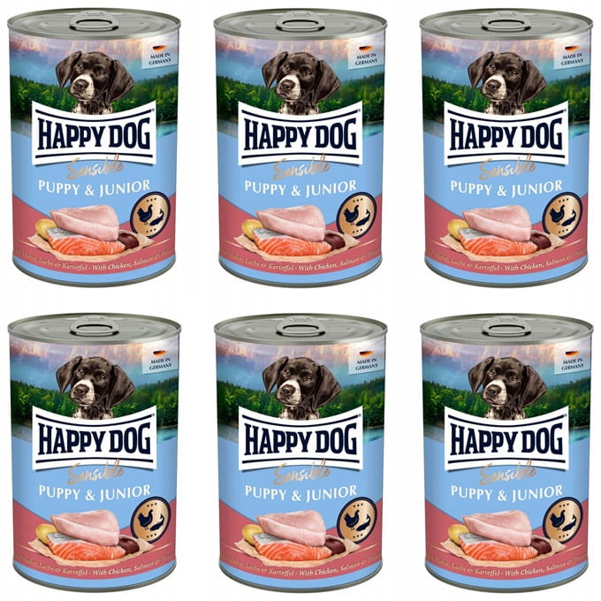 Happy Dog Sensible kurczak, łosoś puppy 400 g × 6
