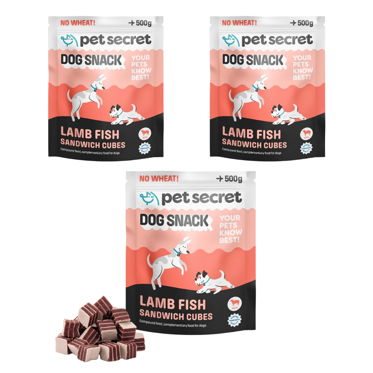 Pet Secret jagnięcina, ryba 500 g × 3