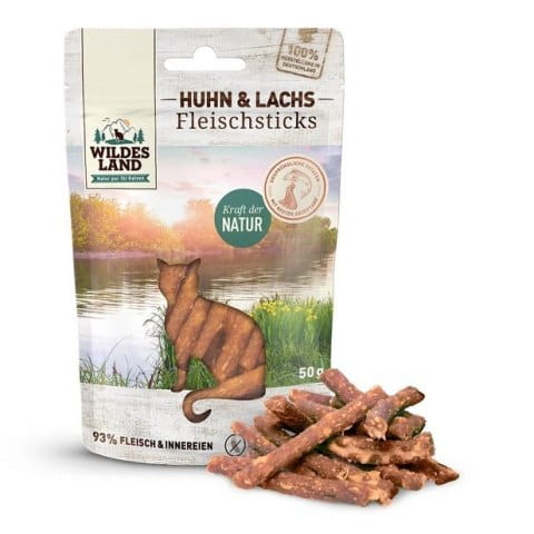 Wildes Land Cat Fleischsticks kurczak, łosoś 50 g