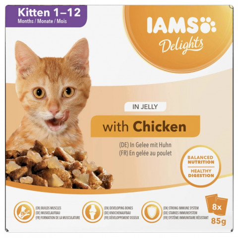 IAMS Delights kurczak w galaretce kitten 85 g × 8