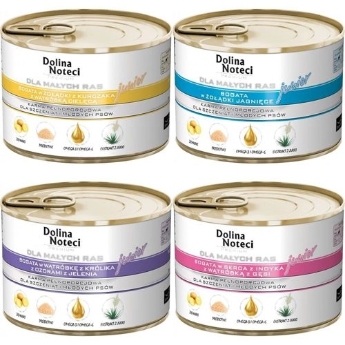 Dolina Noteci Premium cielęcina, jeleń, królik, kurczak junior małe rasy 185 g × 24