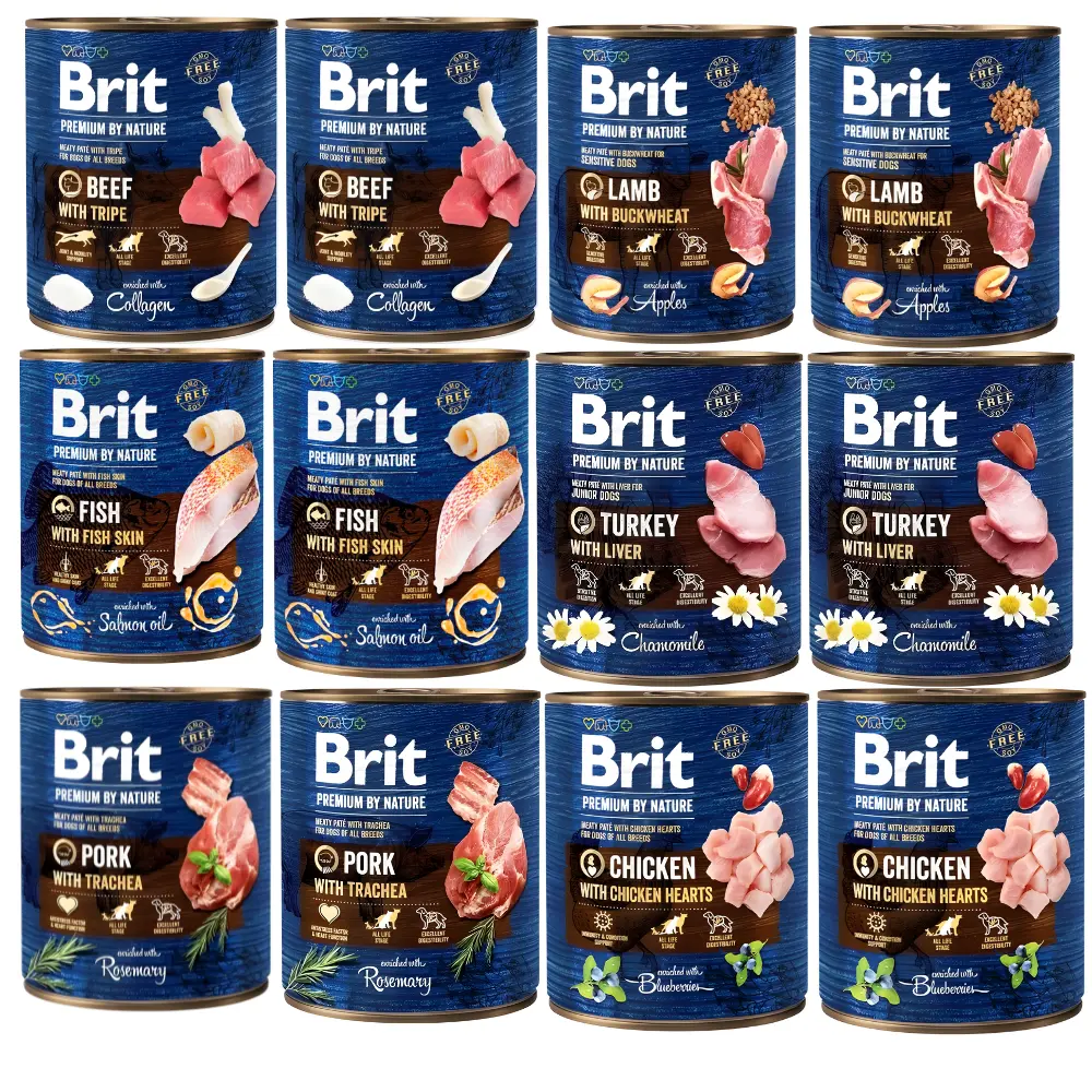 Brit By Nature indyk, jagnięcina, kurczak, ryba, wieprzowina, wołowina adult 800 g × 12
