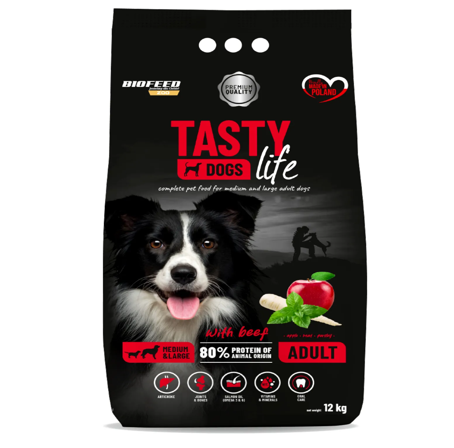 BioFeed Tasty Dogs Life wołowina adult średnie i duże rasy 12 kg