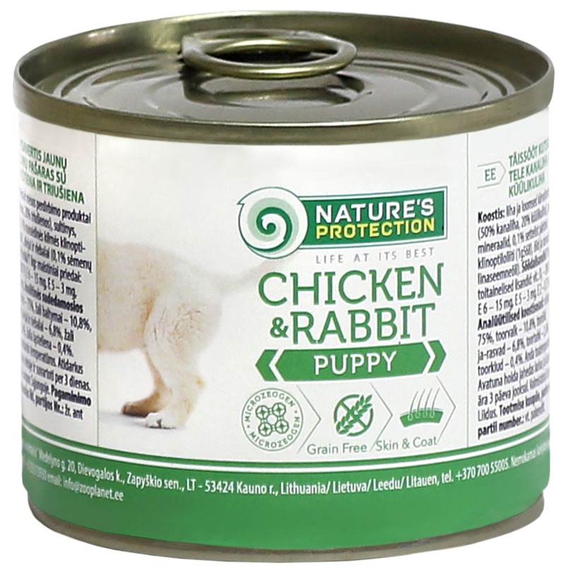 Nature's Protection kurczak, królik puppy 200 g