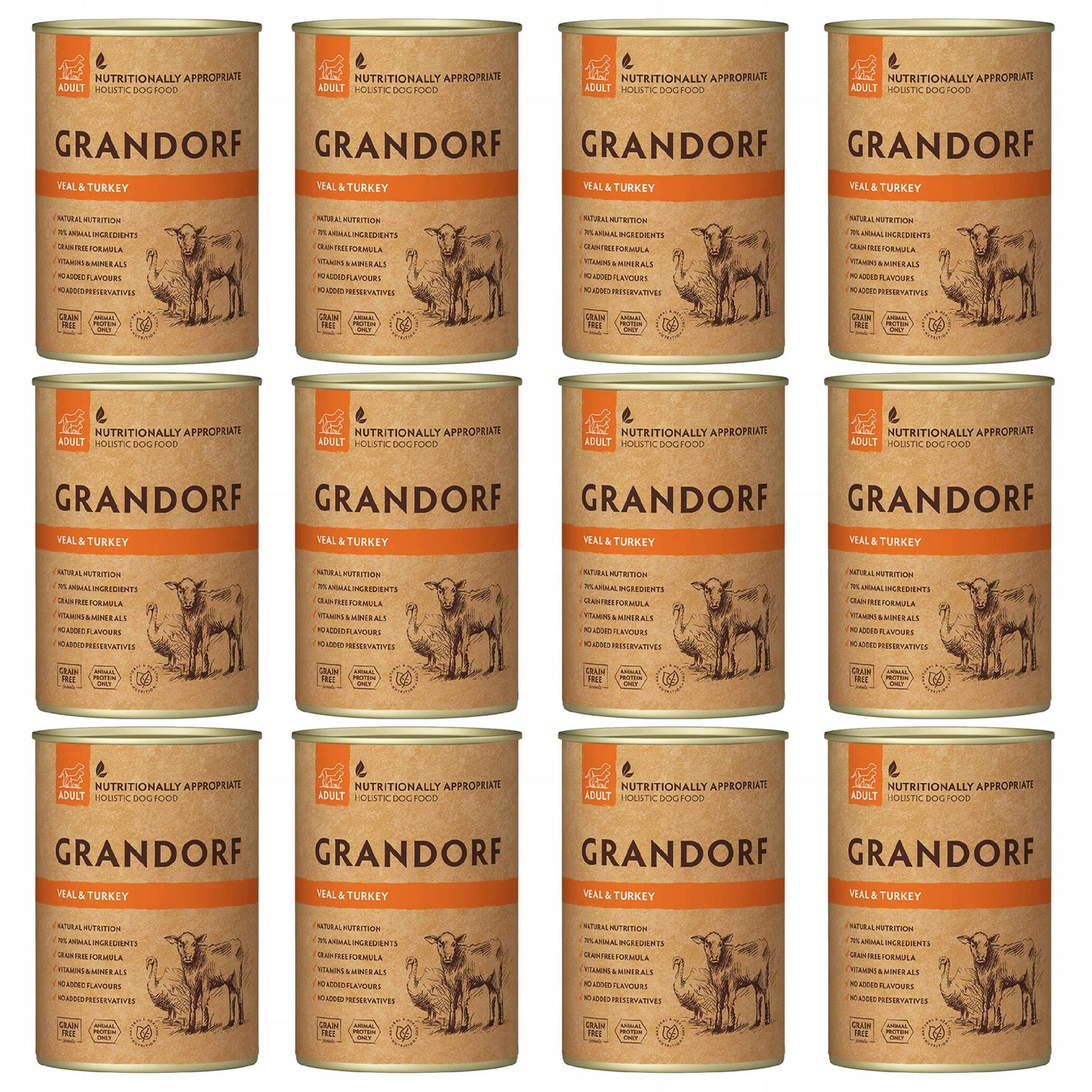Grandorf cielęcina, indyk 400 g × 12